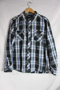 Eighty Eight Platinum Shirt Mens XL Blue , Black Plaid Button Up Long Sleeve - Picture 1 of 7