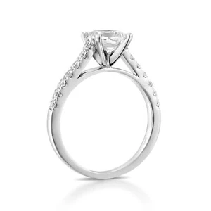 Natural 14K White Gold Princess Cut Diamond Engagement Ring 0.90 CT H/VS2 - Picture 1 of 3