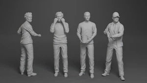 Jaws Brody Quint Hooper 7 Piece Set Orca Shark Mast 3D Printed 1:35 - Picture 1 of 7
