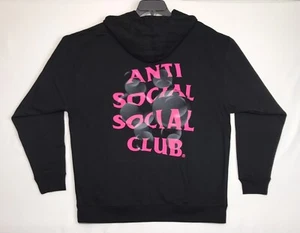 Anti Social Social Club Black ASSC Hoodie Pink Logo Bubble Graphic Sz XL - Picture 1 of 10