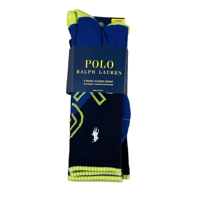 Polo Ralph Lauren Clásico Deportivo Crew Calcetines Acolchados Bordados Poni 3 Pares Nuevos Foto 1 de 4