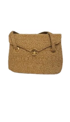 Vintage 60s Tweed Purse Gold Double Handle HTF Upholstery Like Handbag MCM EUC - Image 1 of 4