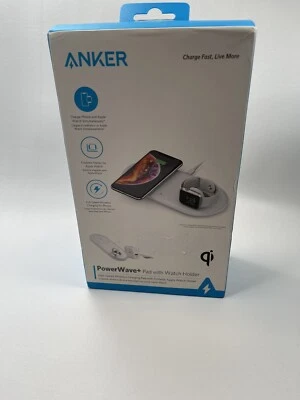 Anker PowerWave+ Qi Wireless Charging Pad with Apple watch Holder - White - Image 1 of 4