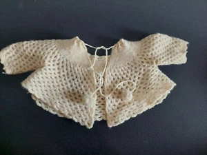 Baby Hand stricken häkeln Säugling Pullover Strickjacke Kimono Elfenbein Baby Puppe Vintage - Bild 1 von 10