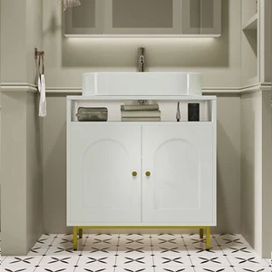 Waschbeckenunterschrank Badezimmerschrank Badschrank Waschtischunterschrank weiß - Bild 1 von 14