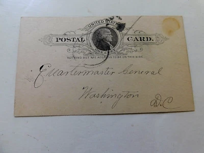 US Postal Card #UC9 to Quartermaster Gen, Wash.DC,  Civil War headstone request - Image 1 of 4