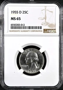 1955-D Washington Quarter NGC MS65 - Picture 1 of 4