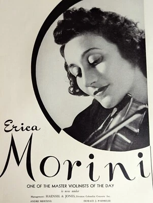 Erica Morini 1943 Booking Ad Musical Performer Concert Violinist - Image 1 of 3