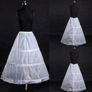 Vestido largo blanco de 3 aros línea A vestido de novia enagua D1D9 falda sin cordones G9D6 - Imagen 1 de 11