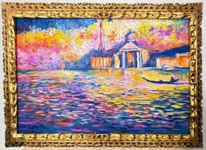 Claude Monet (Handmade) Oil On Canvas Signed & Stamped Framed Painting,Vtg Art - Picture 1 of 4