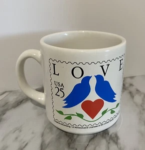 Taza de café vintage 1988 USPS Love Birds EE. UU. 25 centavos sello postal - Imagen 1 de 9