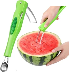 Watermelon Cutter - 3 in 1 Slicer Tool Foldable Fruit Cutter for Kitchen Gadgets - Picture 1 of 14