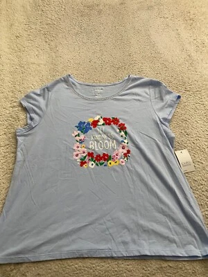 Camisa para dormir Croft & Barrow para mujer floral manga corta cuello redondo azul talla XXL Foto 1 de 4