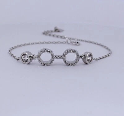 925 Sterling Silver Round Cut Lab Created Diamond Adjustable Bracelet - Image 1 of 3
