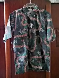 Reyn Spooner Men's HULA LEI Black Classic Fit PULLOVER Large Shirt - Picture 1 of 6