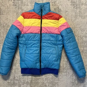 Bomber Jacket Rainbow jacket Women's Large ski vintage 70s jacket - Picture 1 of 10