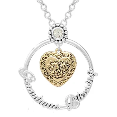 Collar Colgante Bendición Abuela con Corazón Oro Blanco Foto 1 de 4