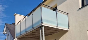 Balkongeländer Edelstahl anthrazit VSG Milchglas Balkon Geländer - Bild 1 von 3