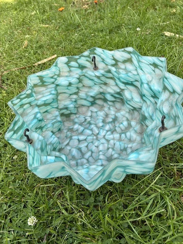 Art Deco 1930s Large Glass Light Shade Flycatcher, Hooks NO Chains. No Cracks Cover
