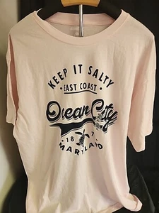 Pink Keep It Salty Ocean City Womans T-shirt Size XL Nwt. Great Condition - Picture 1 of 6