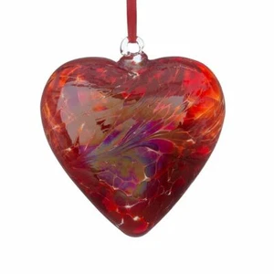 Colgante Vidrio Amistad Corazón Rojo Siena 12cm Hecho a Mano Adorno Regalo - Imagen 1 de 1