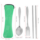 Portable Stainless Steel Spoon Fork Chopsticks With Storage Bag Camping Tabl UK
