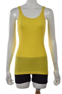 Vince Top Size M Yellow Solid Knit Tank Shirt Sleeveless Cotton Casual - Picture 1 of 4