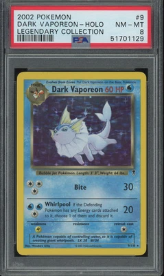 PSA 8 Dark Vaporeon Holo 2002 Pokemon Legendary #9 NM-MINT - Image 1 of 2