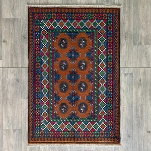 126 x 83cm Vintage Handmade Afghan Carpet Aqcha Traditional Oriental Wool Rug - Picture 1 of 24