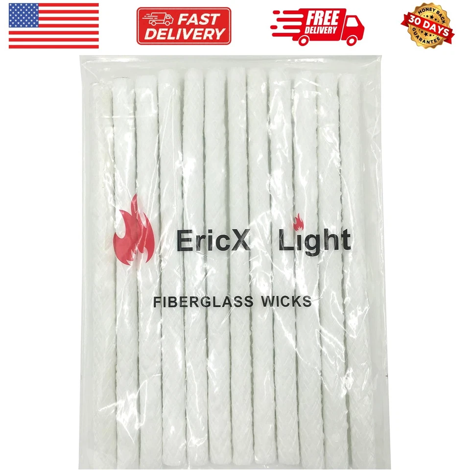 EricX Light TW-05-98 Long Life Fiberglass Replacement Tiki Torch Wick - 12 Piece