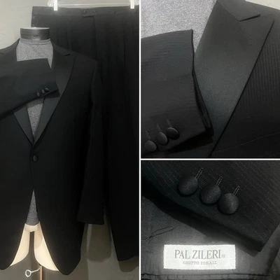 Pal Zileri Италии сделано для измерения смокинг черная полоса официальный костюм 50R брюки 45 x 30 - Изображение 1 из 4