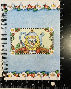 2 Mary Engelbreit B6 Wire Bound Journal Notebook Teapot Cherries Flowers 5x7 - Picture 1 of 6