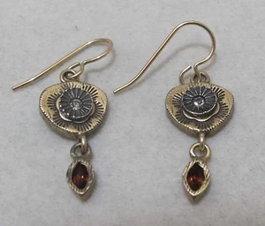 PATRICIA LOCKE Layered Floral Dangle Earrings Gold Tone Amber Crystal 1.5” - Picture 1 of 12