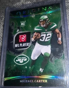 2021 Origins Micheal Carter New York Jets 1/1 NFL Players Material Tag - 1 of 1 - Bild 1 von 8