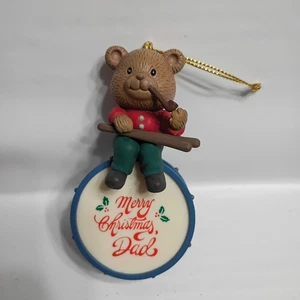 Vintage Ornament Weihnachten Papa Teddybär auf Trommel - Bild 1 von 5