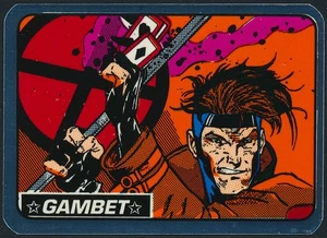 RARE Gambit Marvel X-Men Vending Sticker Error GAMBET Metallic Silver Foil NICE! - Picture 1 of 2
