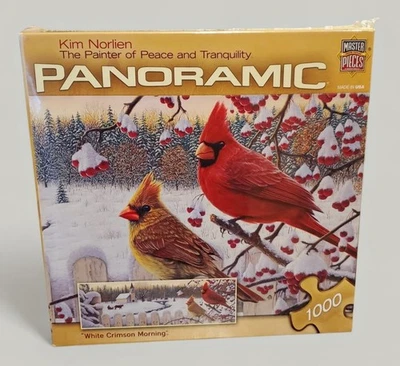 Kim Norlien “ White Crimson Morning” Master Pieces 1000 pc Puzzle - Red Cardinal - Image 1 of 4