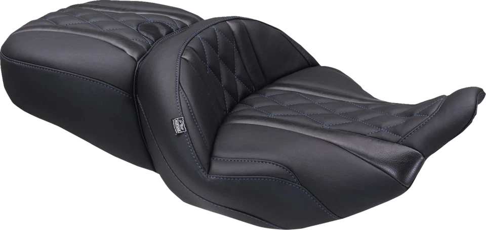 Asiento Mustang Deluxe Tour con puntada de diamante azul para Harley Touring FLHX 2023-2025 Foto 1 de 1