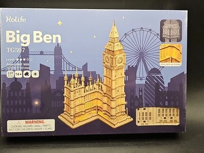 ROLIFE BIG BEN 3D Wooden Puzzle NEW SEALED TG507 String Lights 220 Pieces 14+ - Image 1 of 4