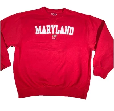 Sudadera De Colección Universidad de Maryland Para Hombre Grande Roja Letras Logotipo Elevado Foto 1 de 4