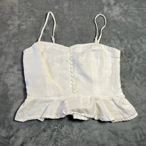 Forever 21 ärmelloses bauchfreies Oberteil Leinenmischung Schößchensaum Größe Medium leicht - Bild 1 von 8