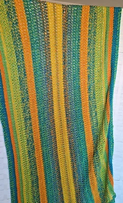 Manta rectangular de ganchillo hecha a mano afgana hilo lavable 30" X 70" Foto 1 de 2