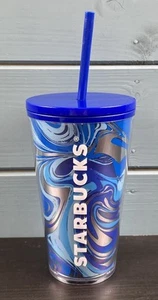 Starbucks Blue/Silver Swirl Venti Cold Cup Tumbler 24oz - Bild 1 von 7