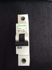 Danson DBYB120 20 Amp Type B Single Pole 230V 6kA Circuit Breaker MCB