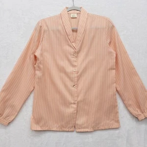 Vintage Montgomery Ward Women's Light Pink Button Up Long Sleeve Blouse Sz 10 - Picture 1 of 6