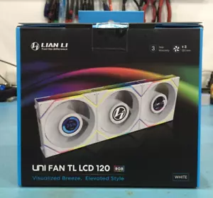 NEW - LIAN LI UNI FAN TL LCD 120MM RGB 3 PACK BOX - WHITE - Picture 1 of 5