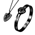for Steel Matching Puzzle Couple Heart Lock Bracelet and for Key Pendan
