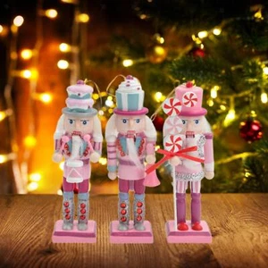 3Pcs Wooden Nutcracker Traditional Christmas Decoration Party Favor - Picture 1 of 7