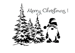 Schablone " Merry Christmas - Wichtel " auf A4 - Bild 1 von 1
