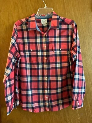 Blusa xadrez St John's Bay feminina PL vermelha preta rústica Western Cottage Core - Imagem 1 de 4